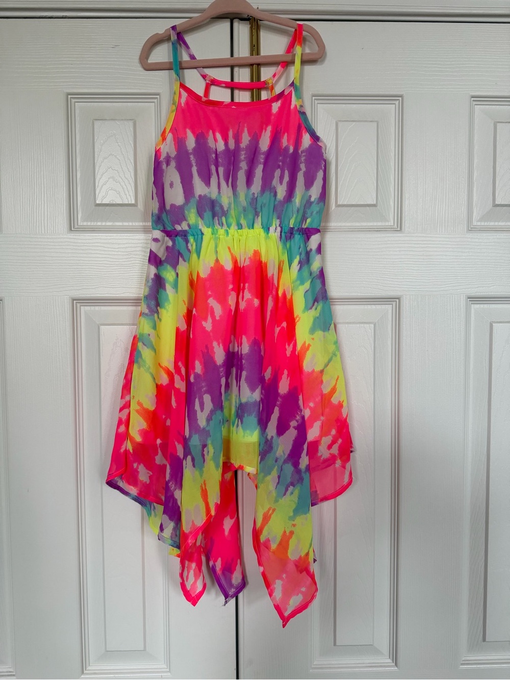 Children’s Place Girls' Neon Tie-Dye Handkerchief Hem Dress - Multicolor
